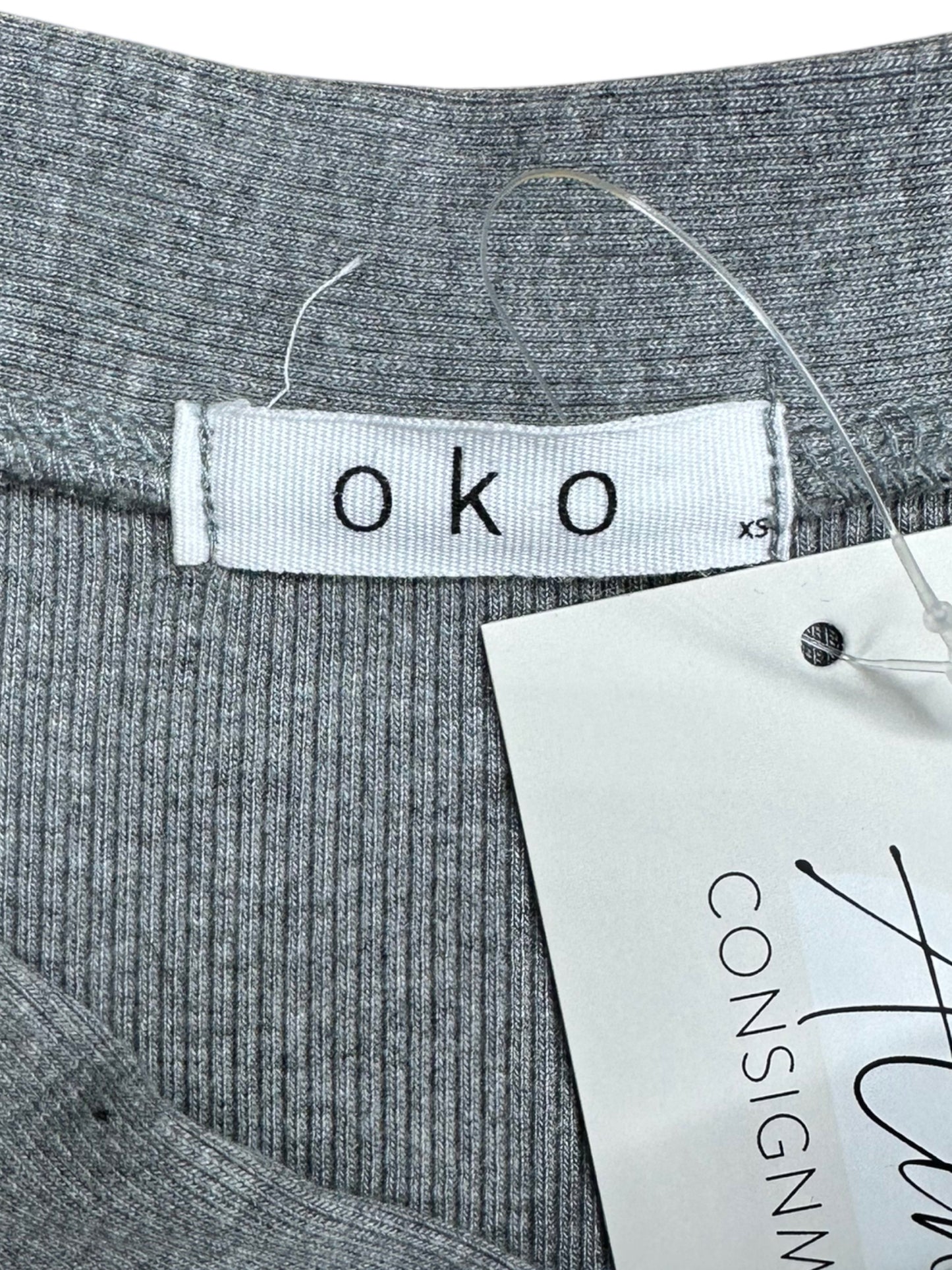 oko Gray Ribbed Knit Top Size XS