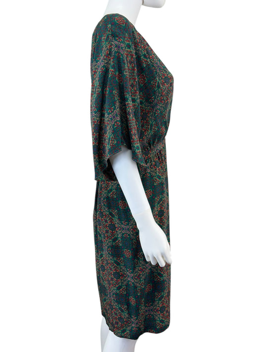 NIEVES LAVI Green 100% Silk Mini Dress Size 8