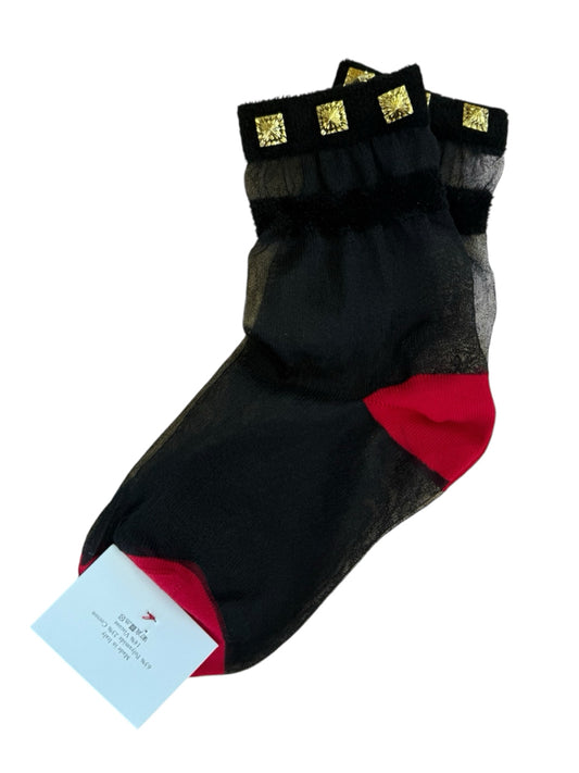 Christian Louboutin NWT Black Studded Hose Socks Size S/M
