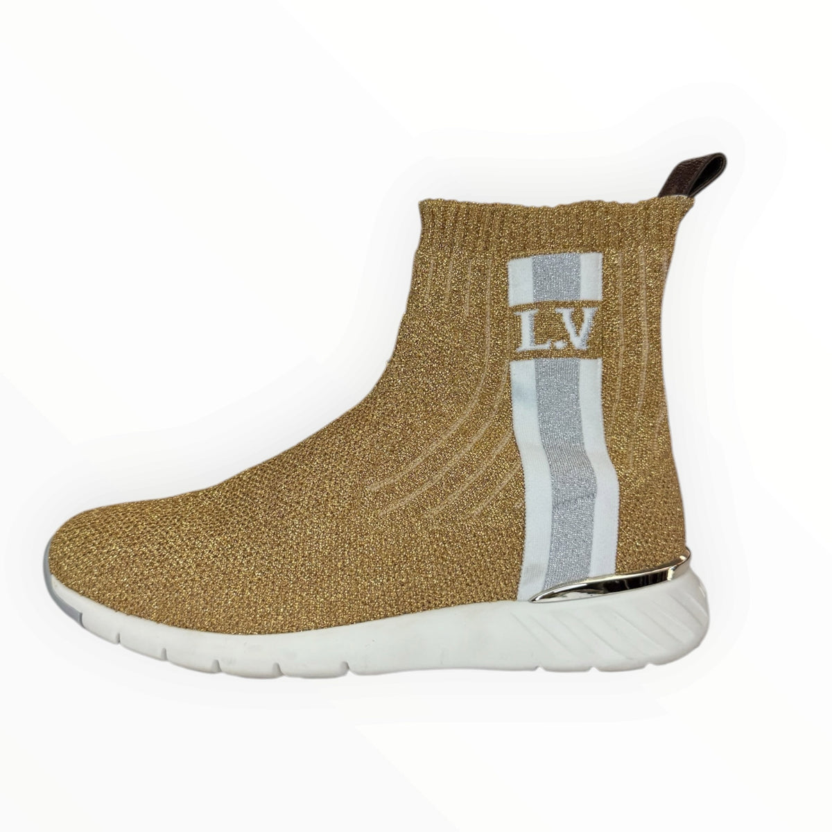 Louis Vuitton Gold Metallic Aftergame Sock Sneakers Size 37