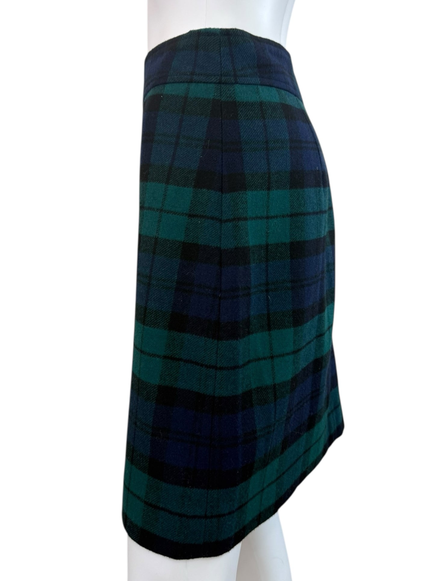 J. Crew Blue Tartan Plaid Pencil Skirt Size 14