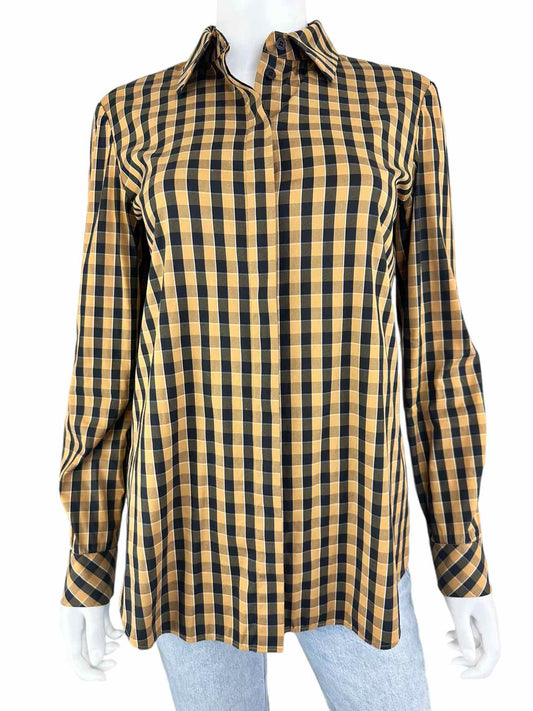 LAFAYETTE 148 NEW YORK Black and Brown Checkered Button Down Size S