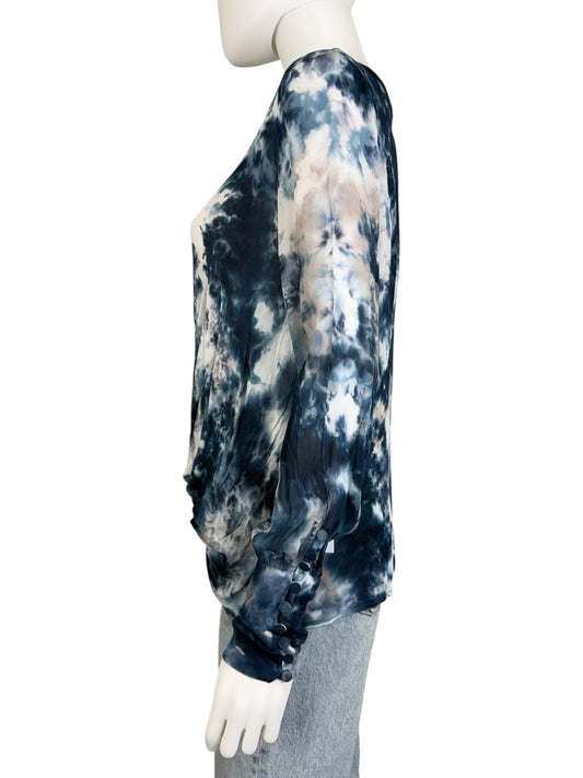 young fabulous & broke NWT Blue Tie Dye Blouse Size M