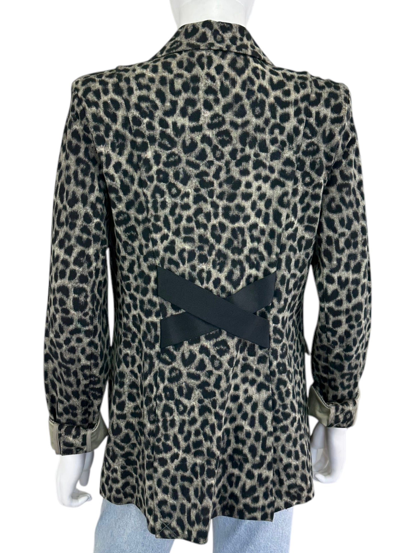 cabi Gray Leopard Blazer Size 8