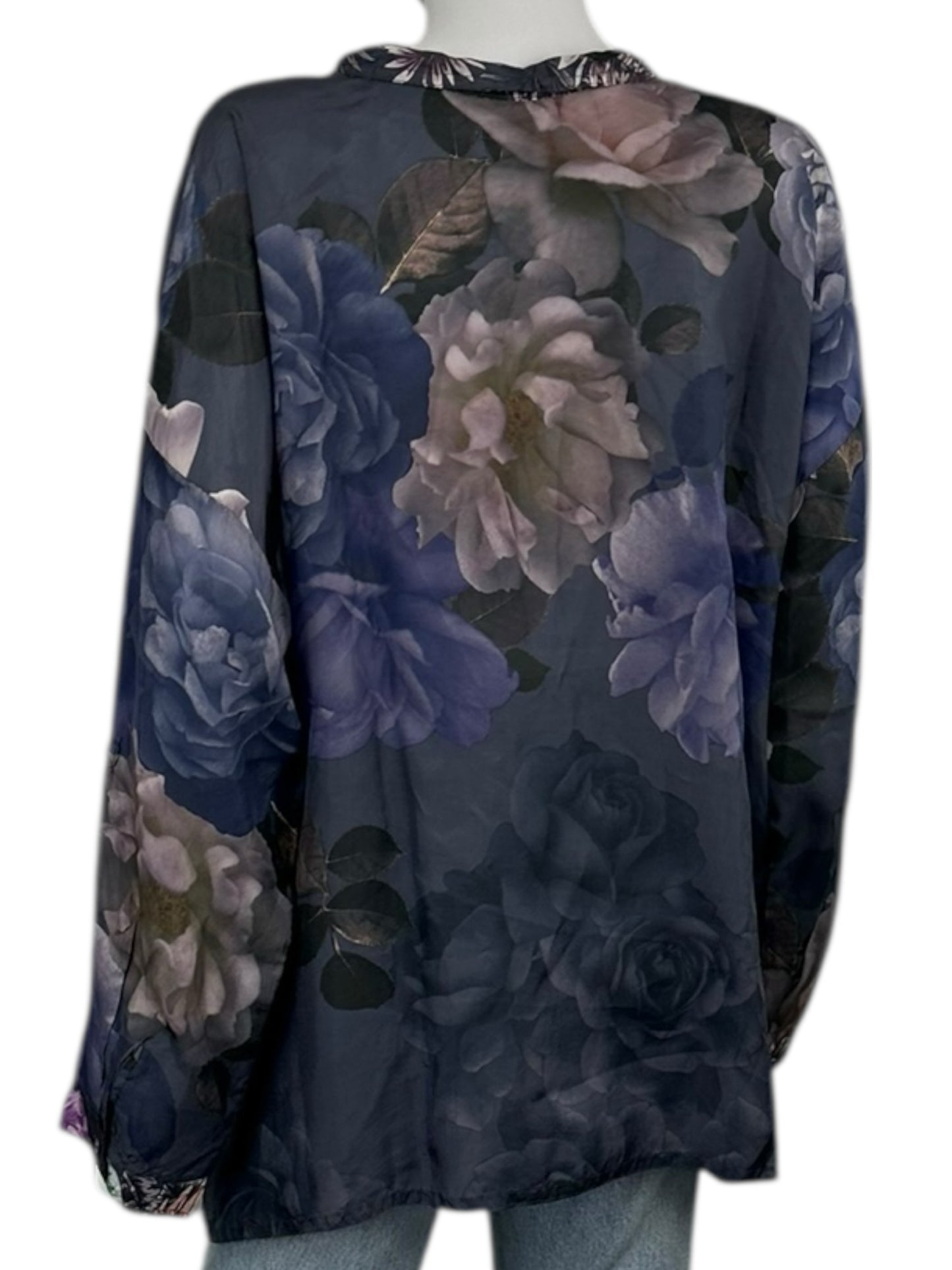 Johnny Was NWT 100% Silk Print Button-Down Shirt Size L