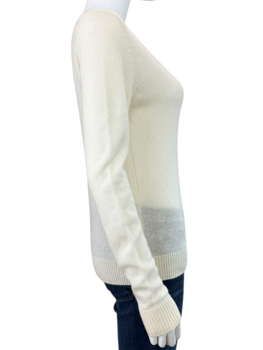 Theory Ivory 100% Cashmere Sweater Size S