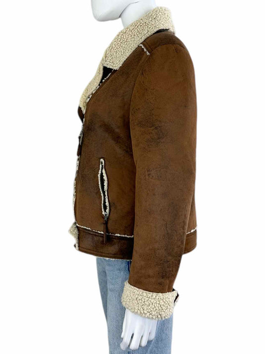 Marrakech Faux Leather Aviator Jacket Size M