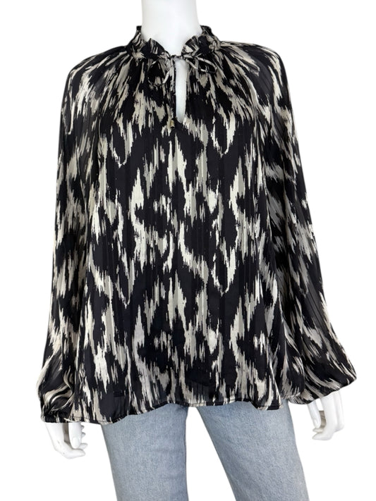 joie Black Burnout Print Blouse Size M