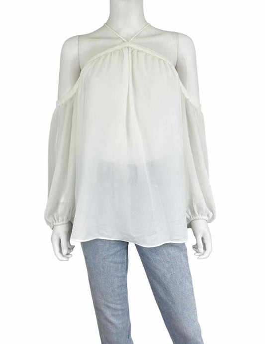 1. STATE White Cold Shoulder Blouse Size L