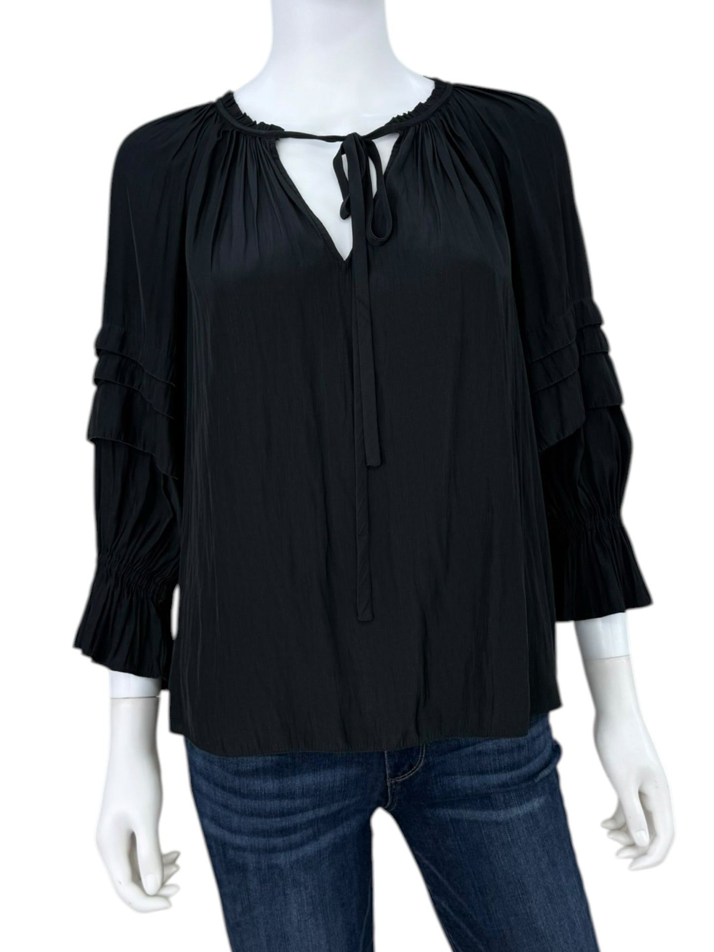 RAMY BROOK Black Satin Blouse Size XS
