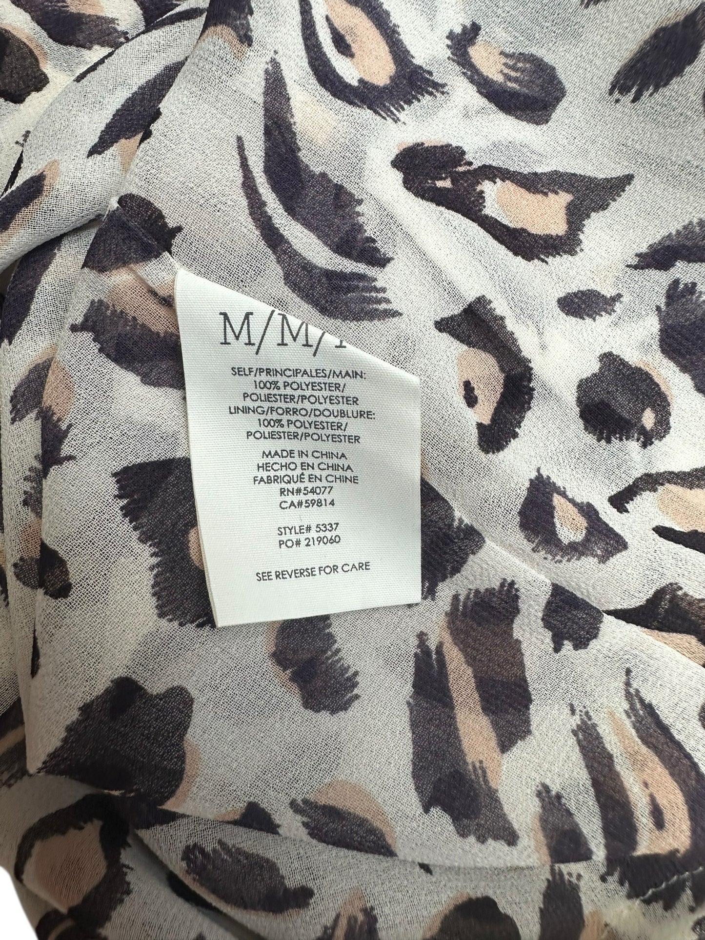 Cabi Glamour Leopard Print Blouse Size M