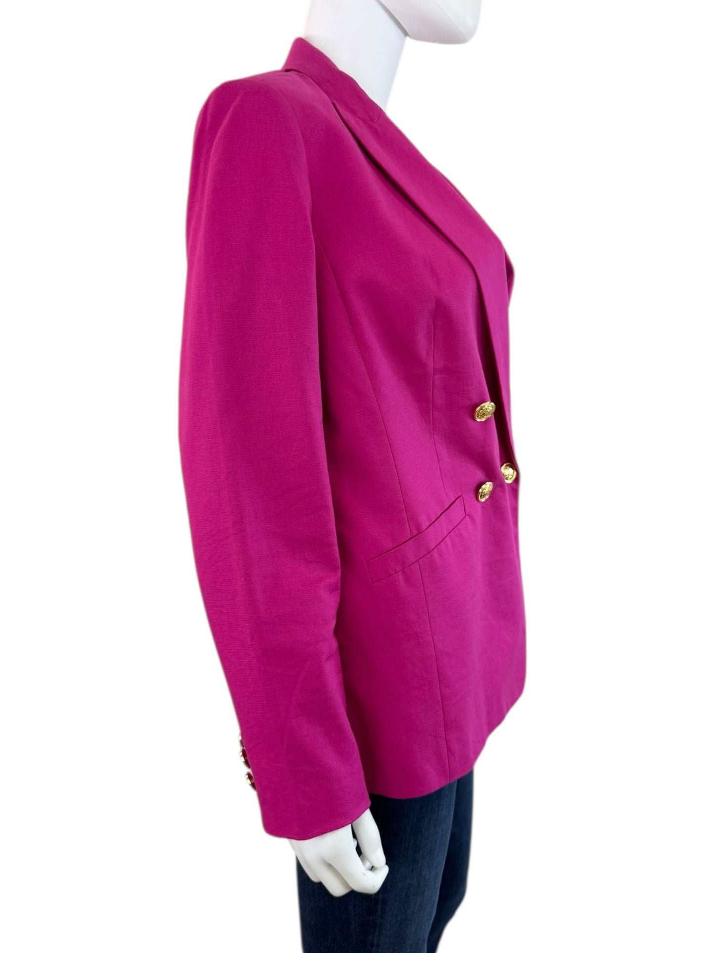 Talbots Fuchsia Linen Blend Double Breasted Blazer Size 6