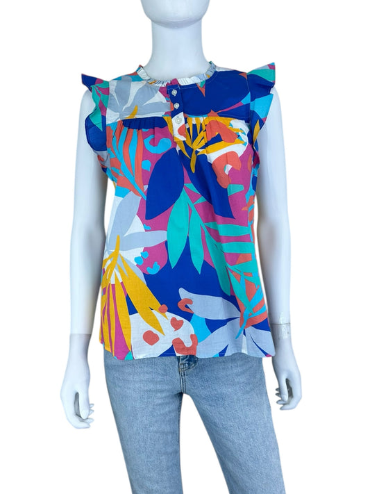 J. Crew Floral Sleeve less Blouse Size XS