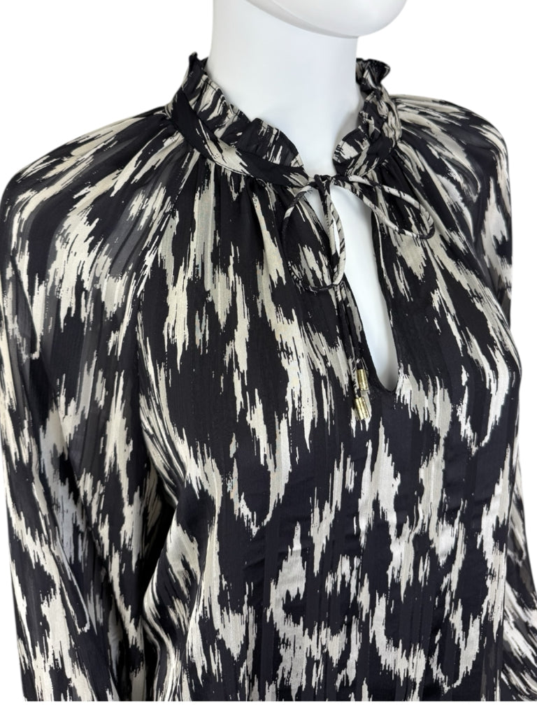 joie Black Burnout Print Blouse Size M