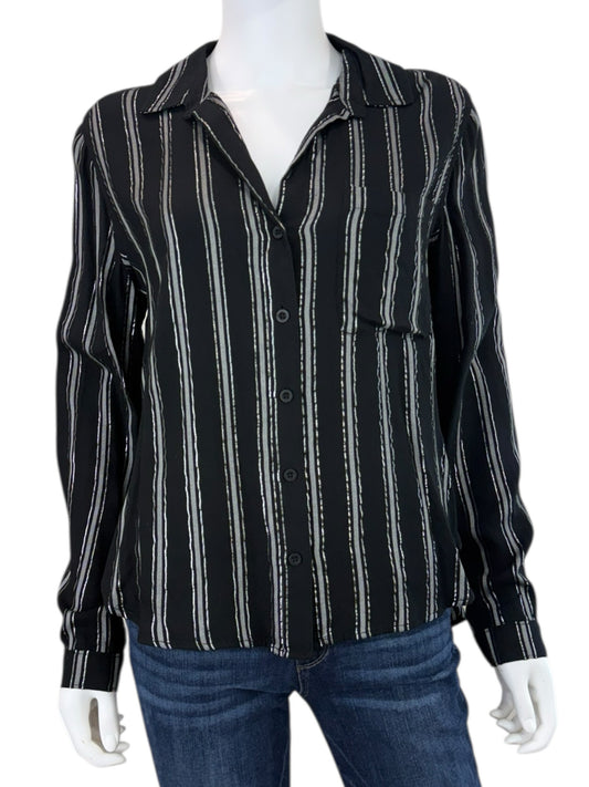 Chelsea & Violet NWT Black Striped Button Down Shirt Size M