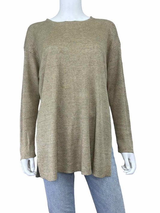 EILEEN FISHER Olive 100% Organic Linen Sweater Size XS