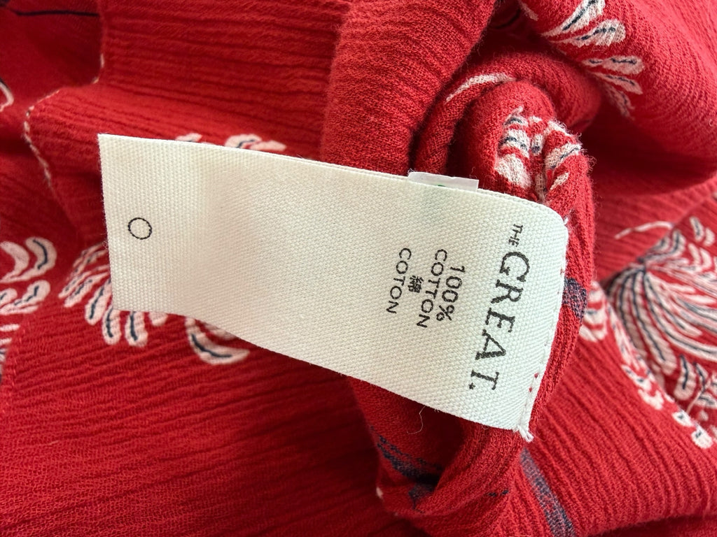the great. Red Paisley Smocked Maxi Dress Size 0