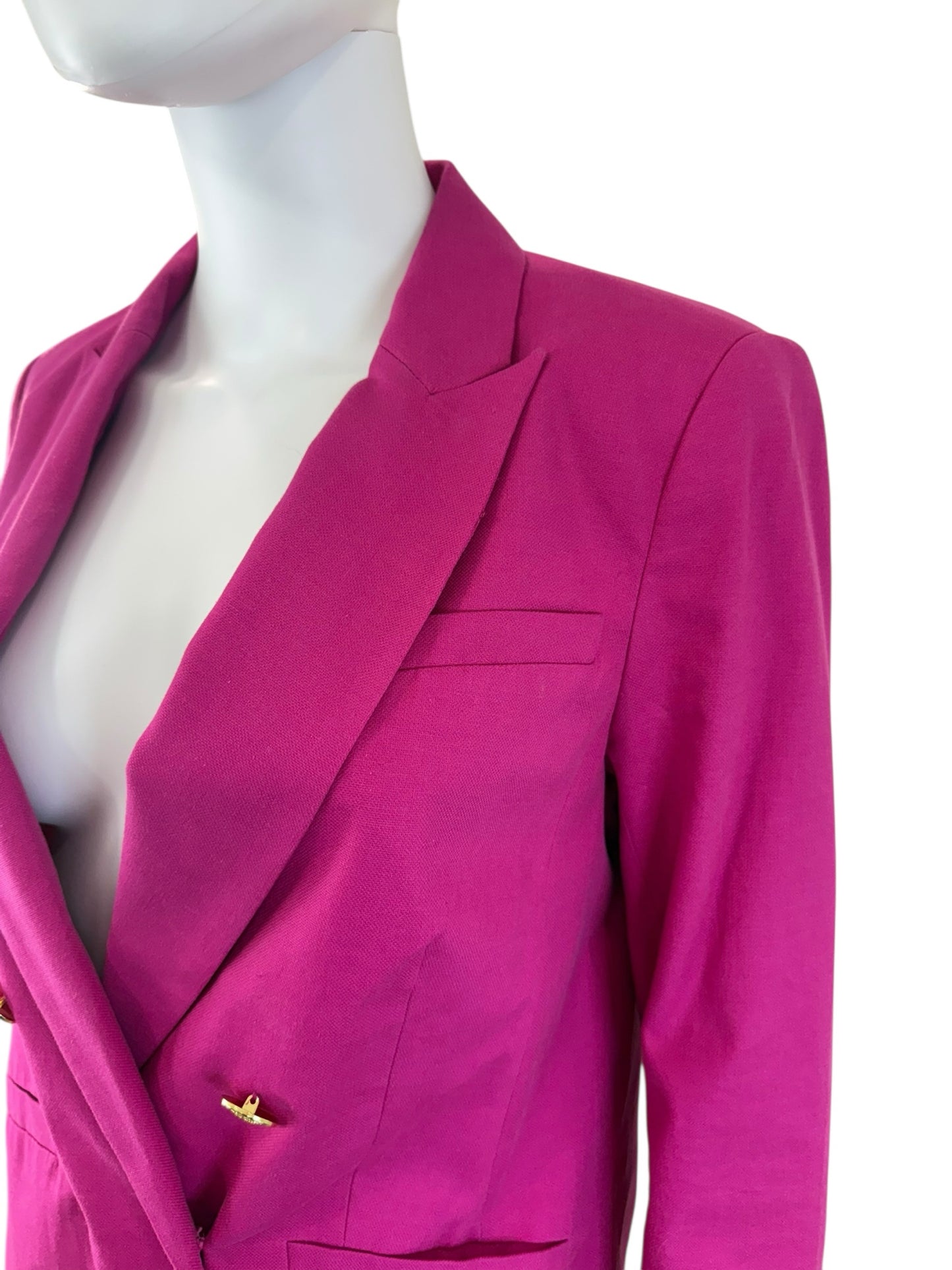 Talbots Fuchsia Linen Blend Double Breasted Blazer Size 6