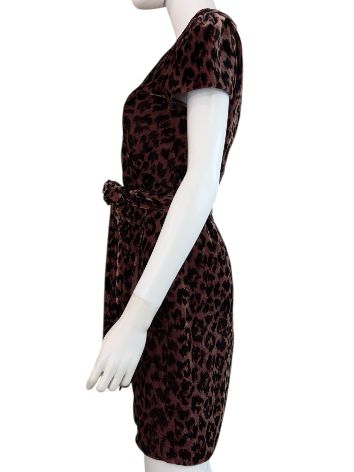 J. Crew Faux Wrap Mini Dress in Rose Leopard Size 0