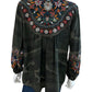 Johnny Was 100% Silk Green Camo Laila Paris Blouse Size S