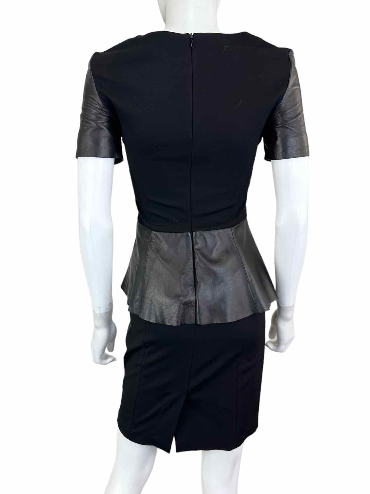 ANTONIO MELANI NWT Black Genuine Leather TANYA Mini Dress Size 0