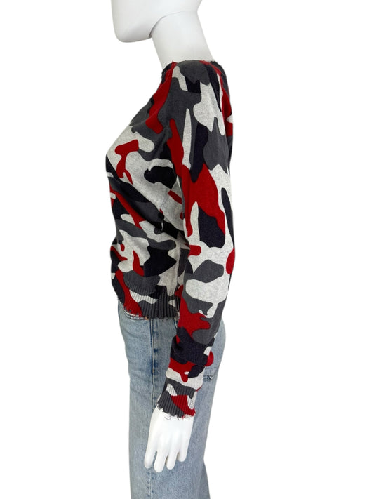 MINNIE ROSE Red Camouflage Sweater Size XS