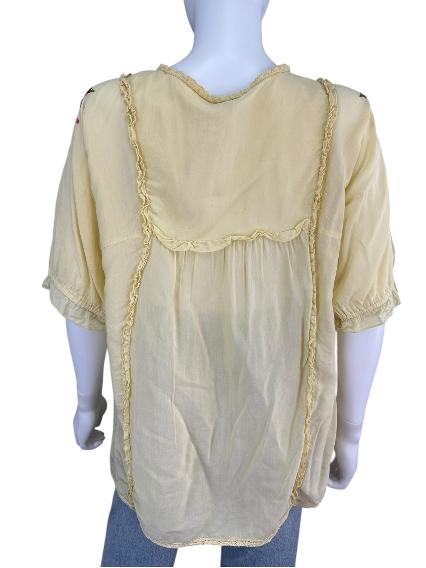 sundance Yellow Embroidered Blouse Size L
