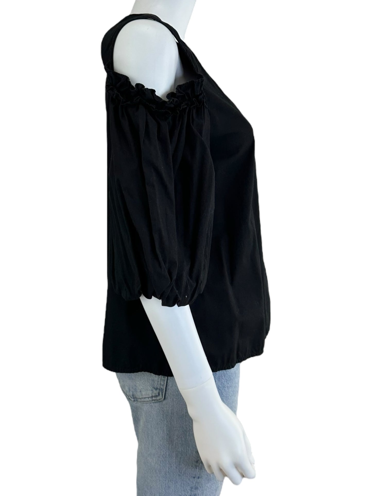 velvet BY GRAHAM & SPENCER Black Cold Shoulder Blouse Size S