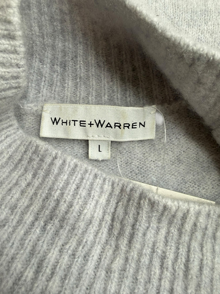 WHITE + WARREN Gray Cashmere Blend Mock Neck Sweater Size L