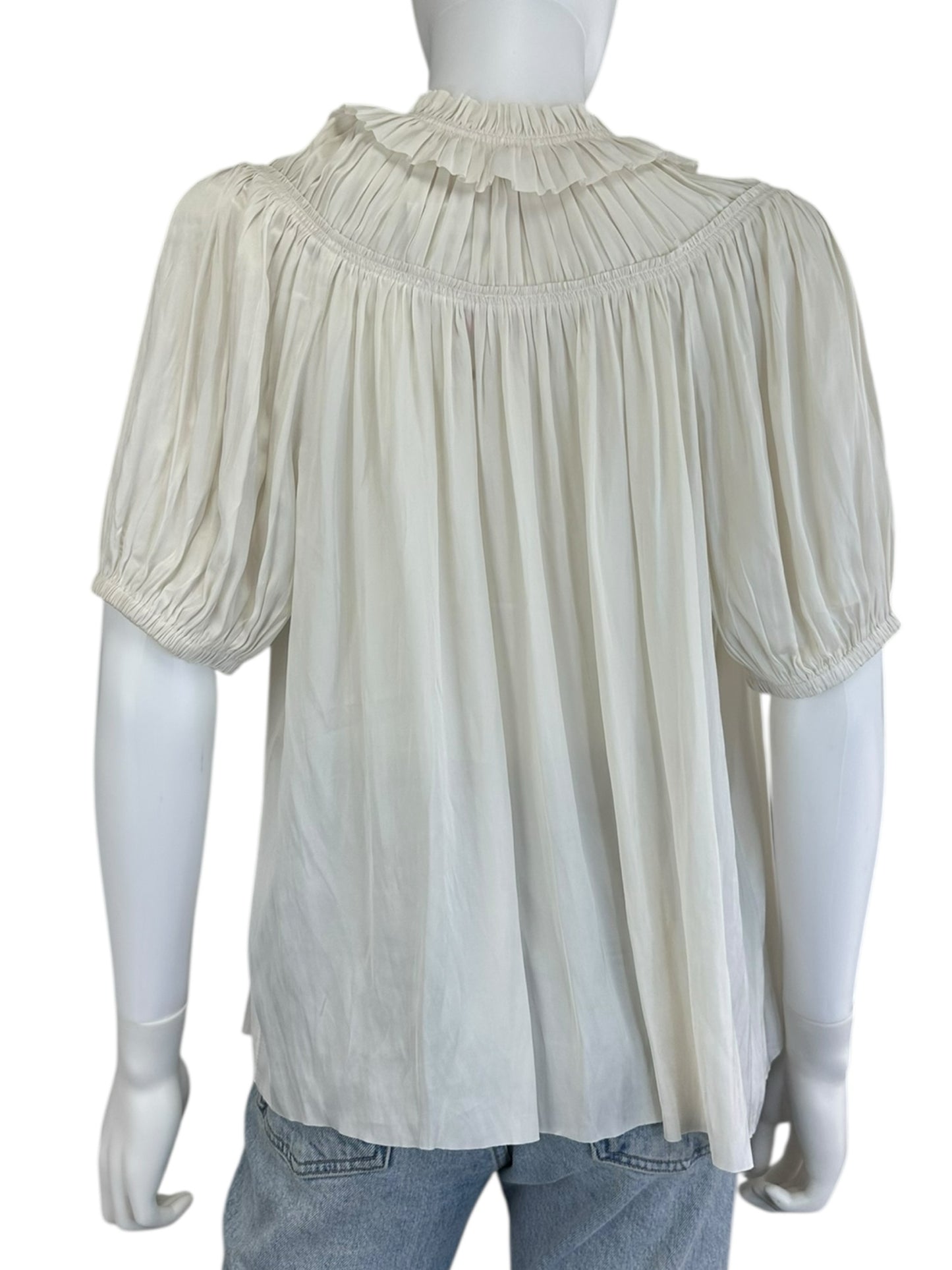 ULLA JOHNSON Sheer White Ruffle Blouse Size 4