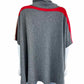 TAHARI Grey Knit Wool Blend Poncho Size O/S