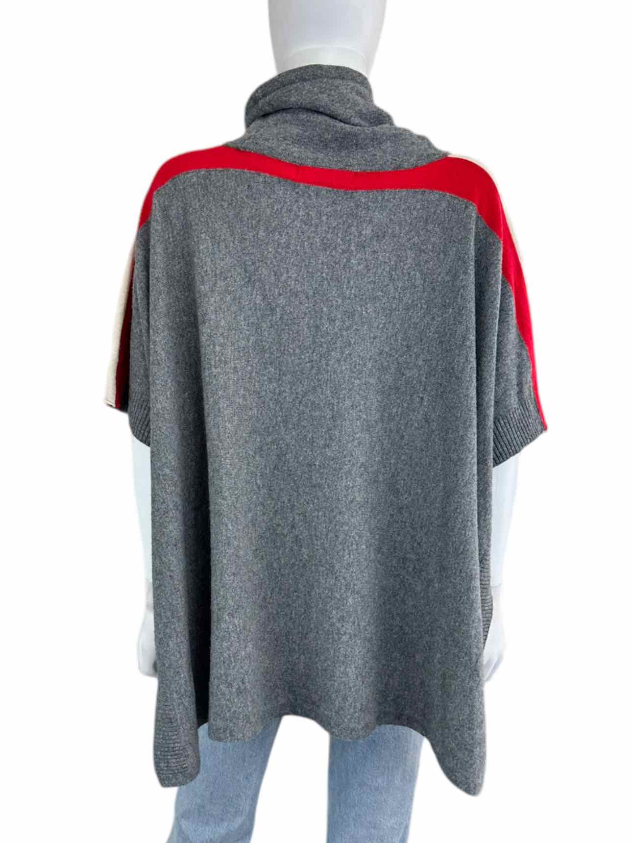 TAHARI Grey Knit Wool Blend Poncho Size O/S