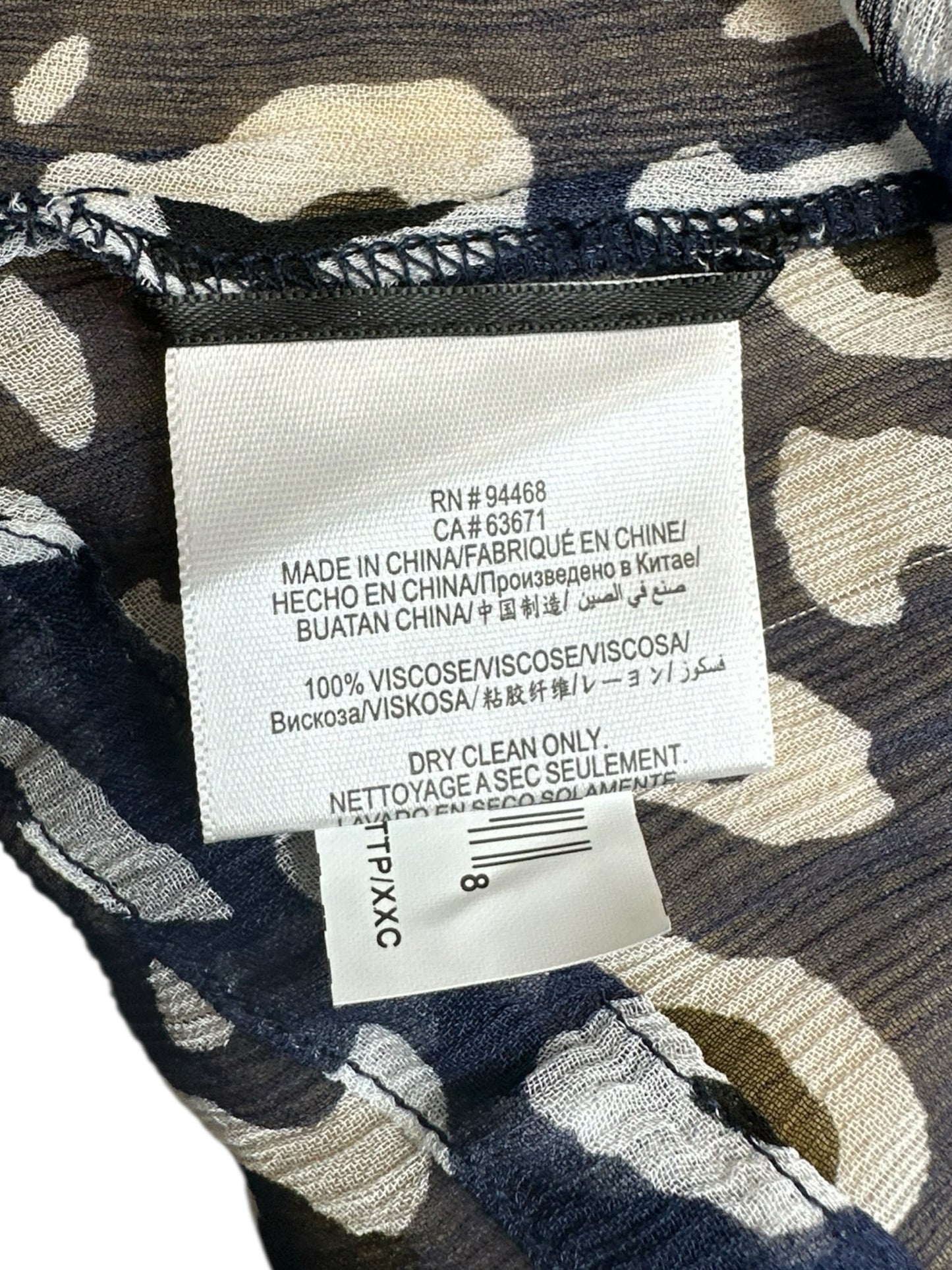 BCBGMAXAZRIA NWT Blue Leopard Print Blouse Size XXS