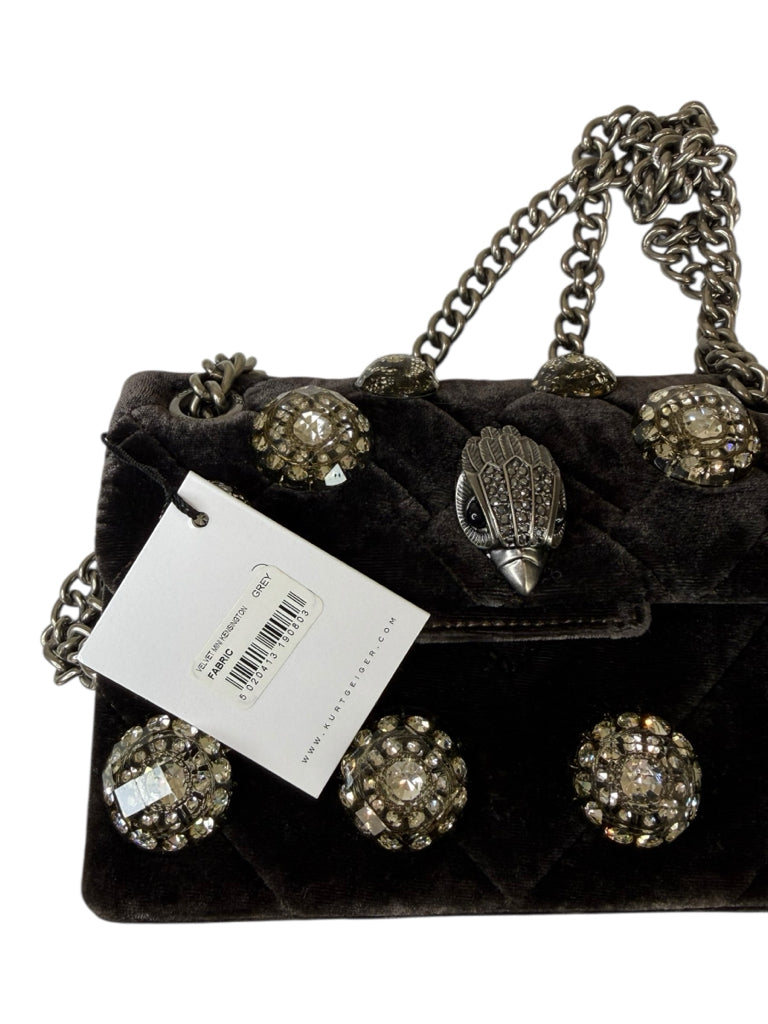 KURT GEIGER NWT Black Velvet Mini Kensington Crossbody Purse