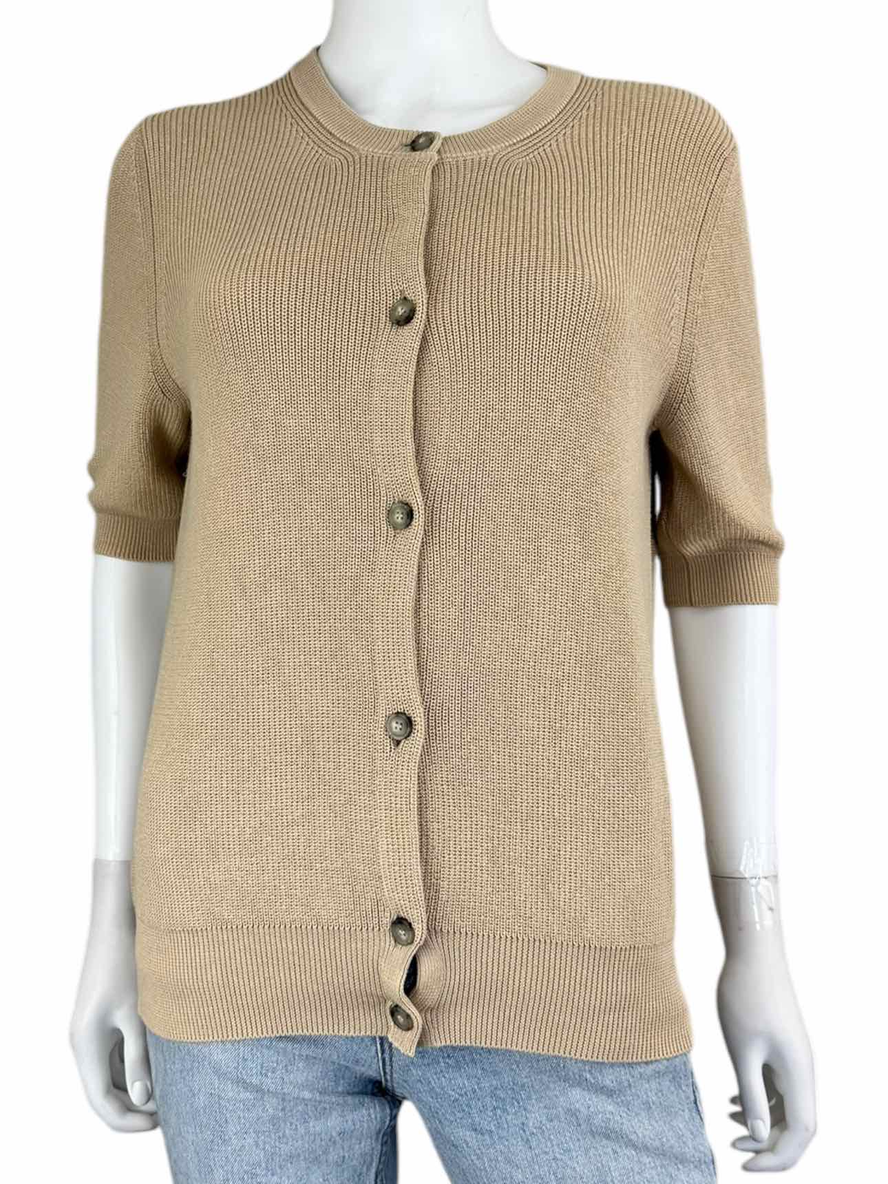 PESERICO Tan Short Sleeve Cardigan Size L