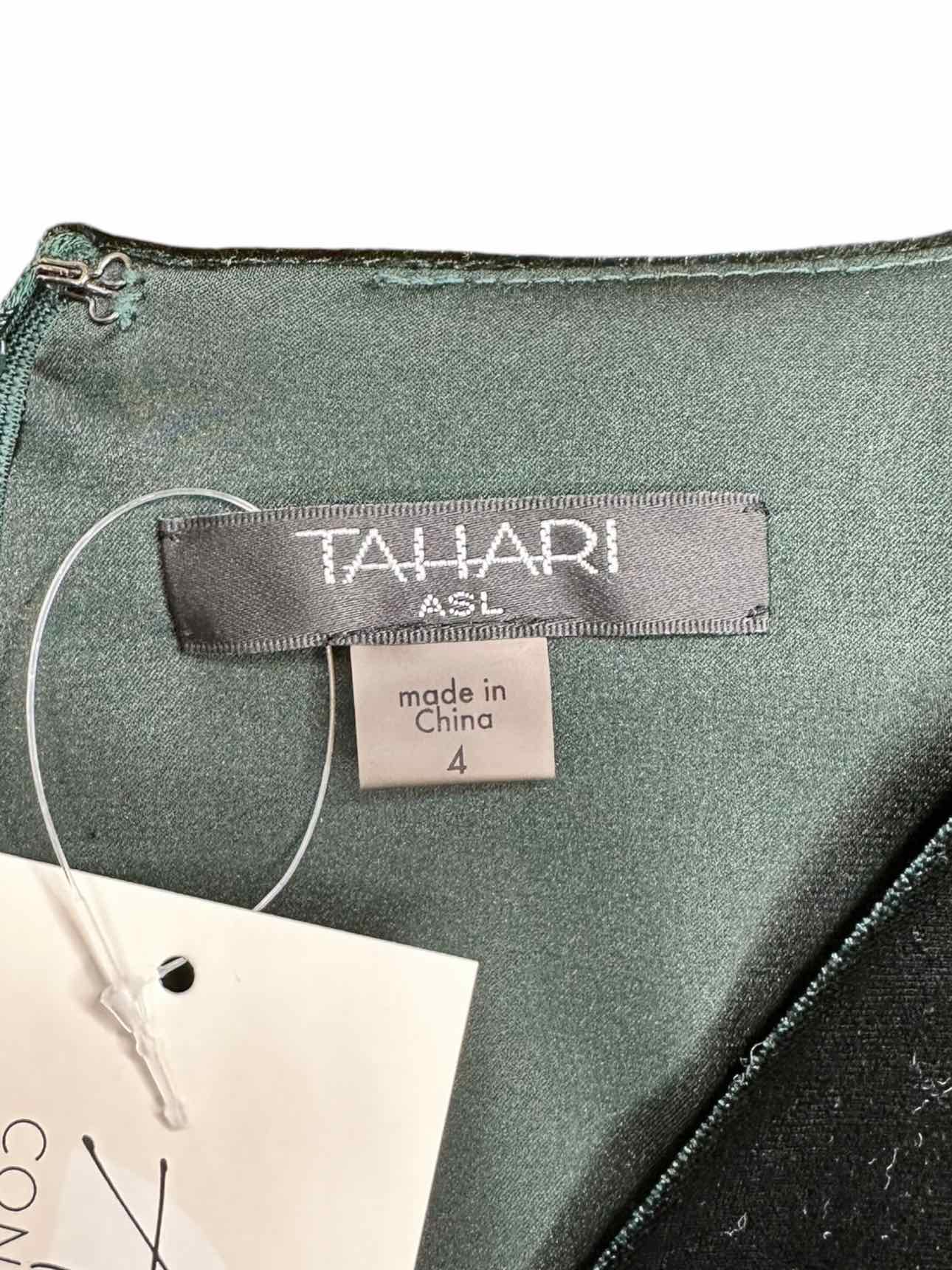 TAHARI Green Velvet Midi Cocktail Dress Size 4