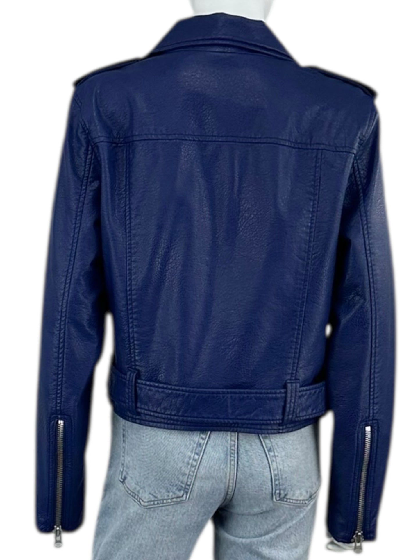 PISTOLA Electric Blue Vegan Leather Tracy Moto Jacket Size L