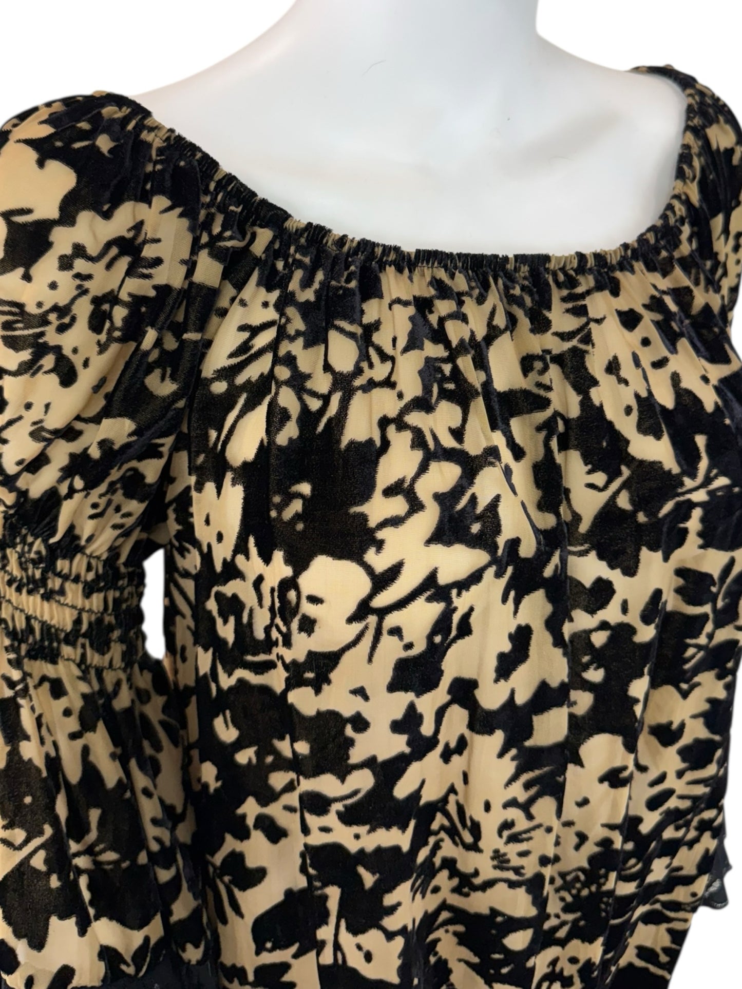 Joseph Ribkoff Black Velvet Burnout Tunic Size 8