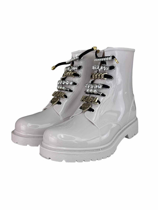 KARL LAGERFELD NWT White TOPANGA Rubber Boots Size 9