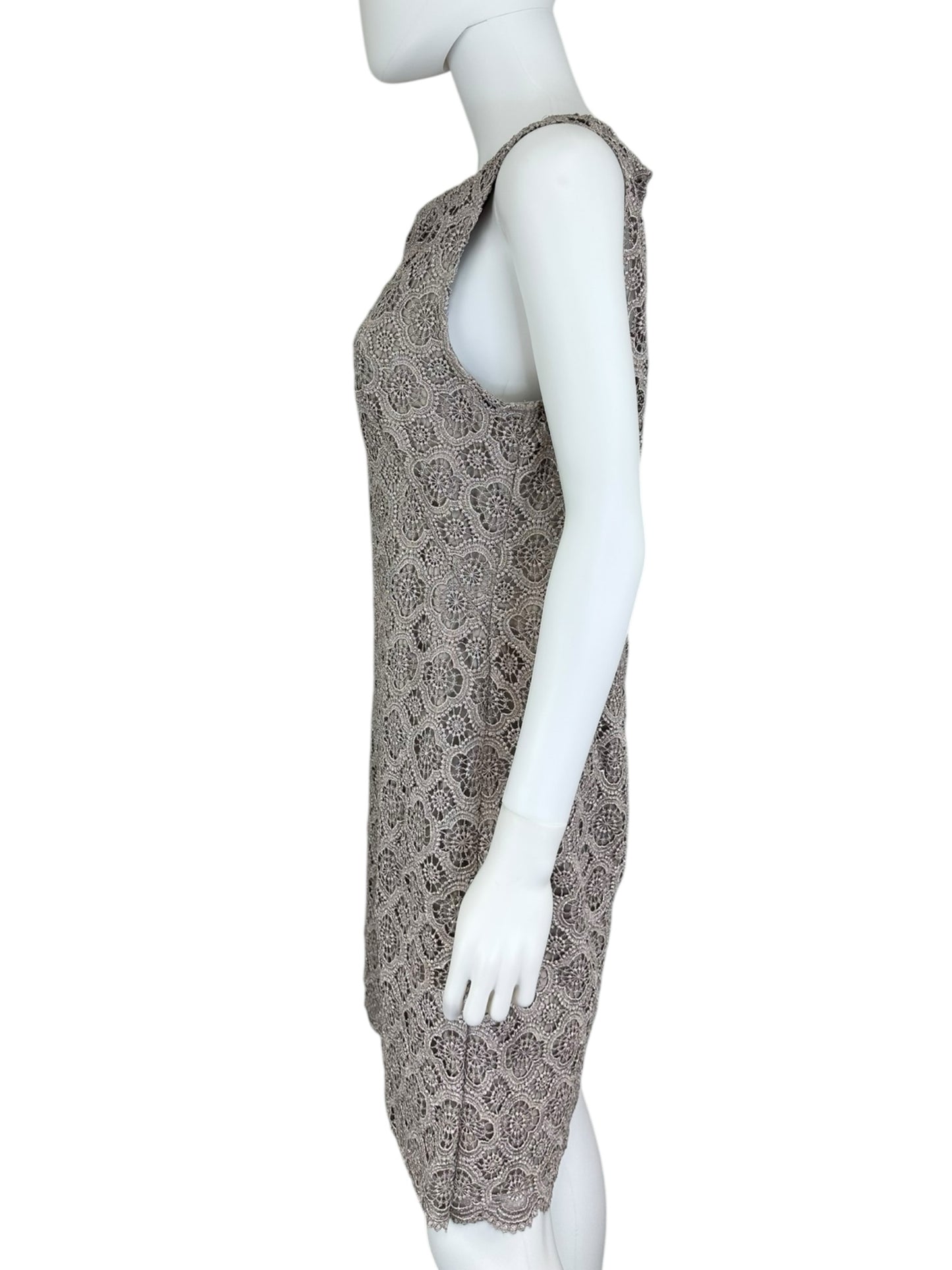 VINCE CAMUTO Tan Shimmer Crochet Cocktail Dress Size 12