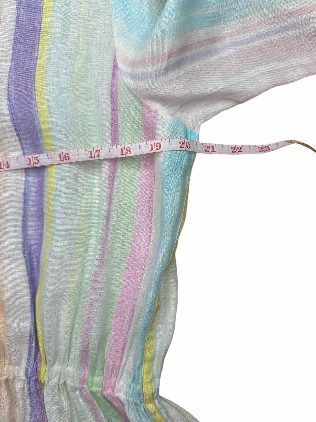 120% Lino Pastel Striped Shirt Dress Size 44