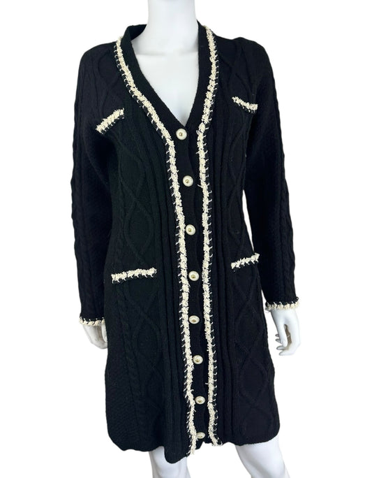 Stellah NWT Black Tweed Sweater Cardigan Size L