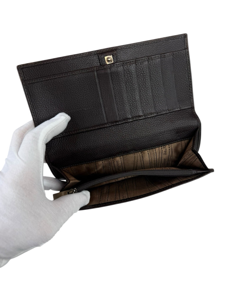 Salvatore Ferragamo Brown Leather Vara Ribbon Wallet