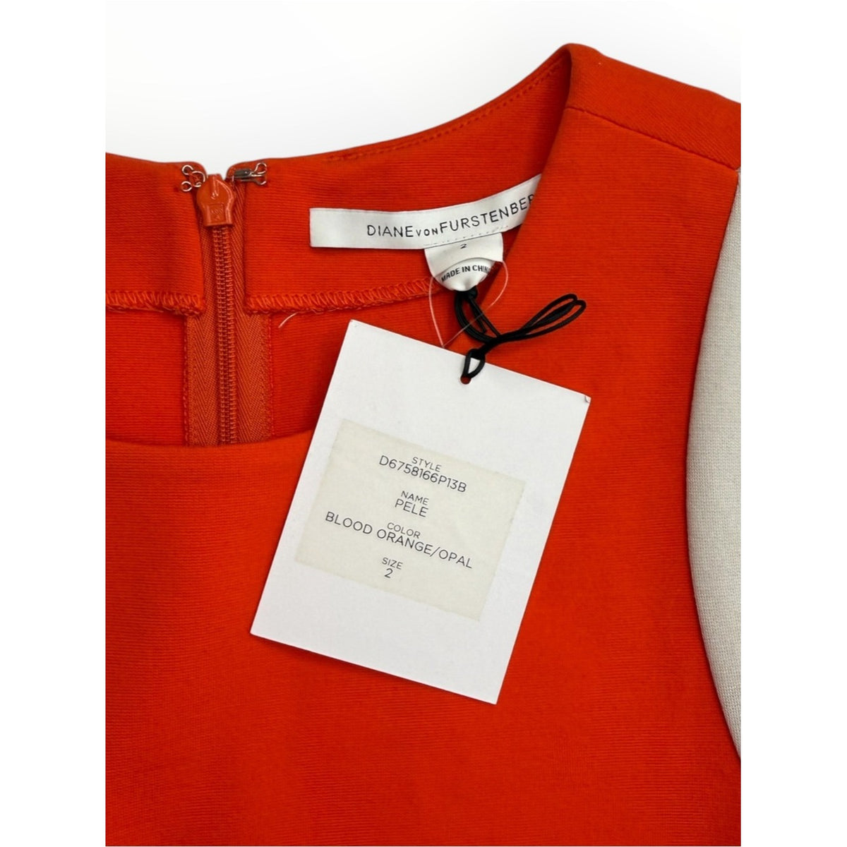 DVF NWT Blood Orange Pele Color-block Sheath Dress Size 2