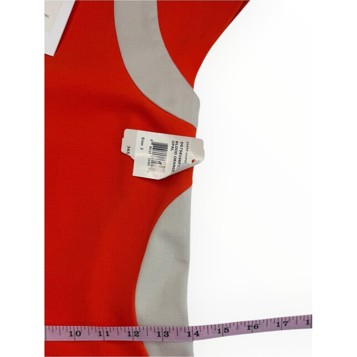 DVF NWT Blood Orange Pele Color-block Sheath Dress Size 2