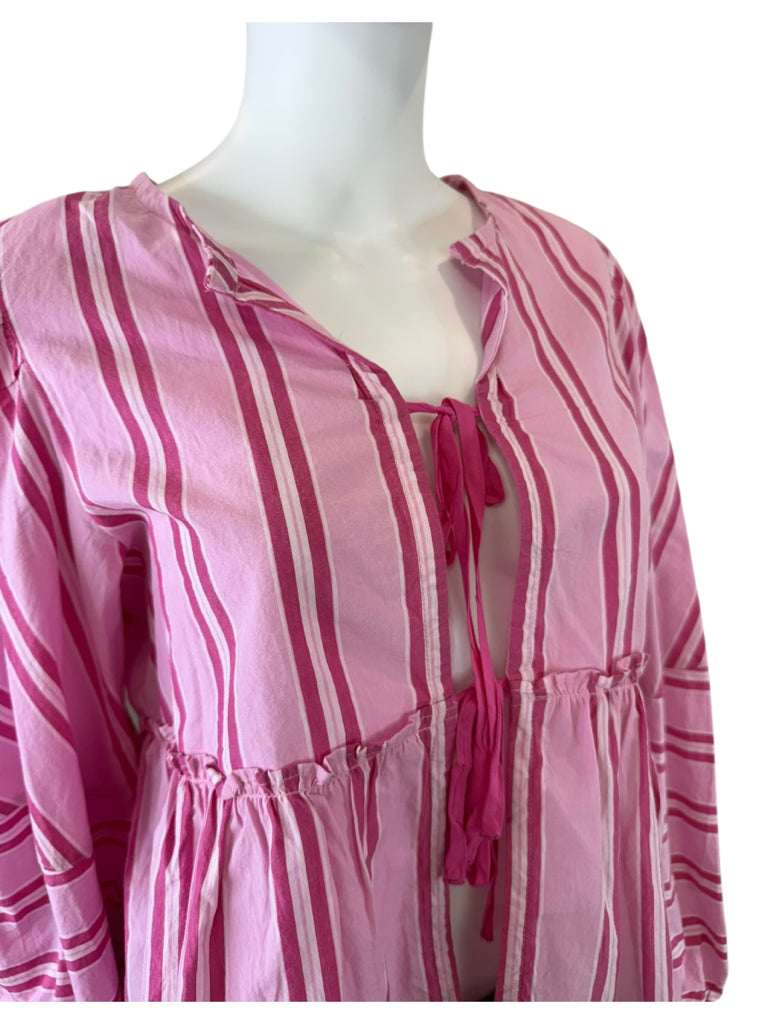 Free People NWT Pink Striped Brunch Babe Top Size S