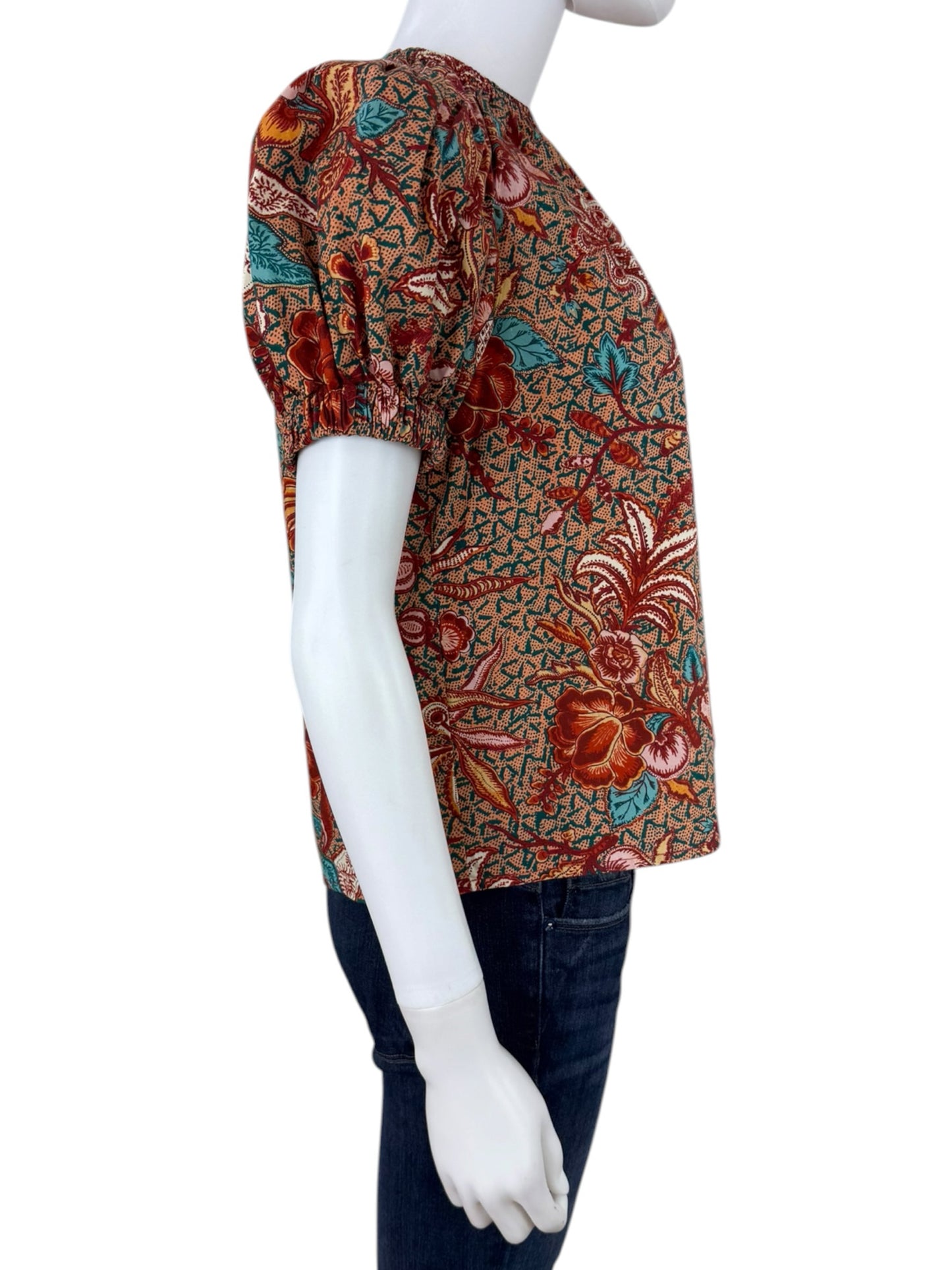 ULLA JOHNSON Evelyn Floral Print Puff Sleeve Top Size 2