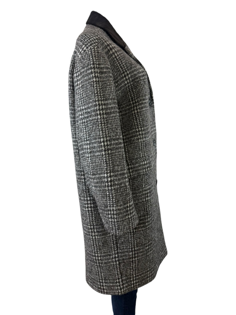 DOEN 100% Virgil Wool Houndstooth Check Dover Coat Size XS
