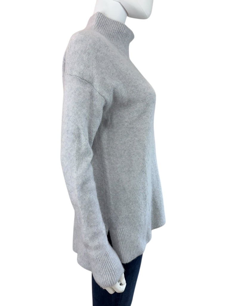 WHITE + WARREN Gray Cashmere Blend Mock Neck Sweater Size L