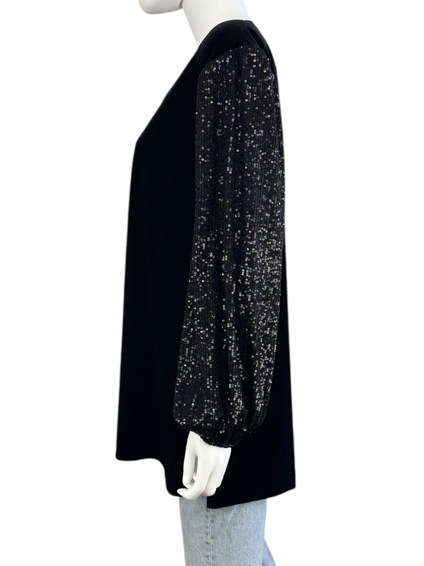 ALEX EVENINGS NWT Black Velvet Sequined Blouse Size 2X